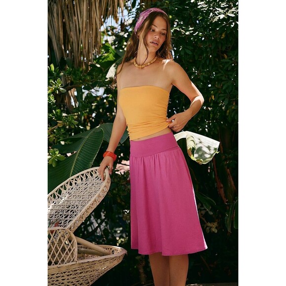 Free People Free-est Nicola Convertible Skirt Tube Dress Pink Beach S New 281304 - Picture 2 of 13